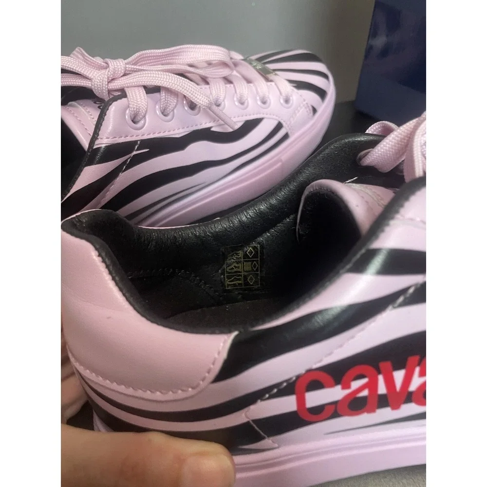 Roberto Cavalli Zebra Sneaker Pink & Black Shoes Woman's EU 39 US 8.5‎ Animal